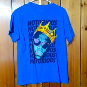 Notorious B.I.G, BIG E smalls, blue graphic tee, size Medium